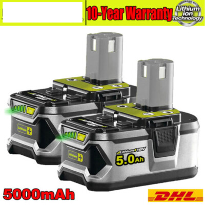 2X 5,0Ah 18V  Lithium Akku für RYOBI One+ Plus RB18L50 P108 P107 P104 DE