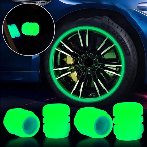 4Pcs Universal Glowing in Dark Fluorescent Car Tire Valve Caps Cover Accessories