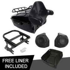 King Trunk Pad Rack & Speakers Fits For Harley Touring Electra Glide 97-08