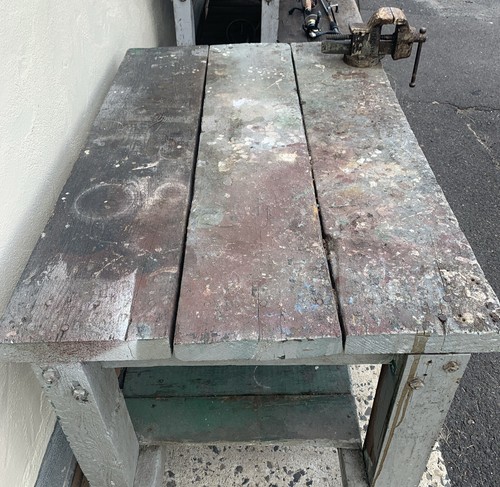 Antique Workbench W/vice Fresh From The Barn  - Picture 5 of 9