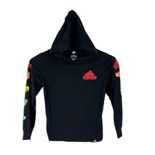 Adidas Long Sleeve Shirt Youth 6 Black Rainbow Hoodie Lightweight Pullover Kids