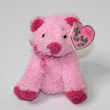 TY the Beanie Babies Collection Silky 4" Pink Pig Stuffed Plush Toy Key Clip NWT