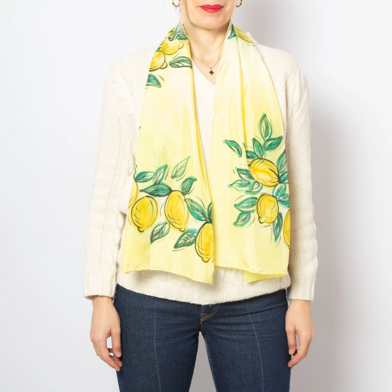 Amalfi Lemon Hand Painted Silk Scarf Lemon Print Italy Summer Yellow Scarf Gift