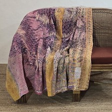 Indian Handmade Quilt Vintage Kantha Bedspread Throw Cotton Blanket Gudari