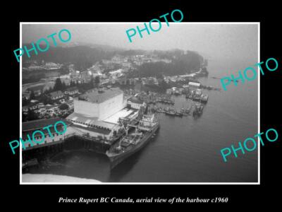 OLD 6 X 4 HISTORIC PHOTO OF PRINCE RUPERT BC CANADA HARBOUR AERIAL VIEW c1960 2