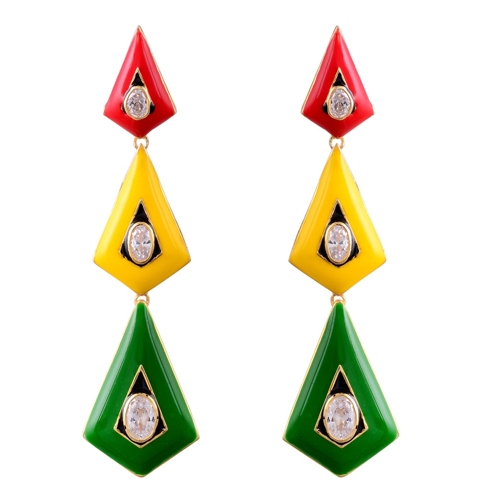 Joyería Fiesta Mujer 3 Niveles Forma Cuelga Esmalte Pendiente Joyería para Regalo de Boda