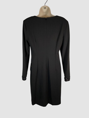 DKNY Women's Sequin-Trimmed Long-Sleeve Sheath Dress - Black - Size 10 DKNY Women's Sequin-Trimmed Long-Sleeve Sheath Dress - Black - Size 10