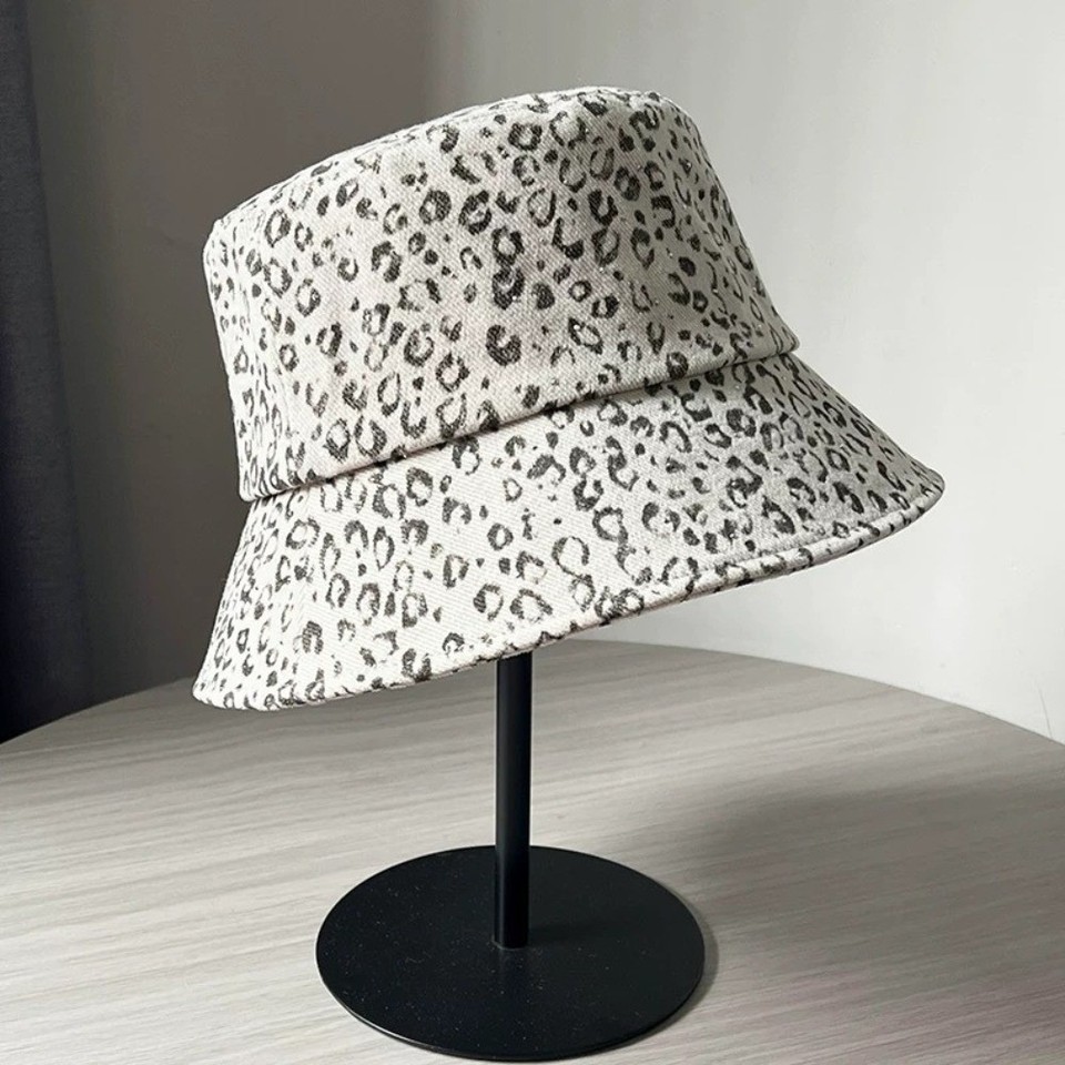 Rhinestones Fisherman Hat Leopard Print Sunscreen Basin Cap Bucket Hats ...