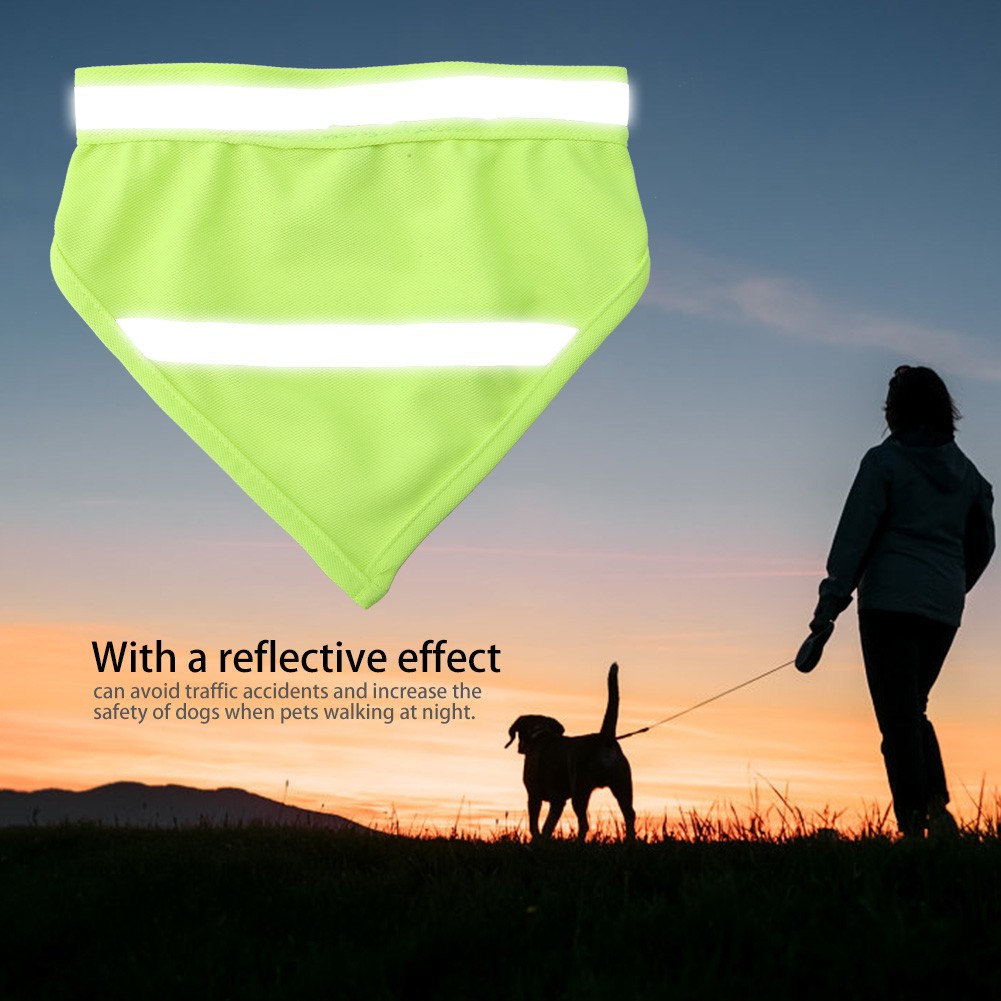 Reflective Pet Dog Puppy Scarf Collar Bib Neckerchief (Fluorescent Yellow KRI✈️
