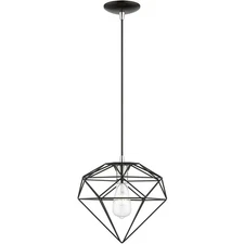 Livex Lighting 49152-68 Knox Pendant Shiny Black with Polished Chrome Accents