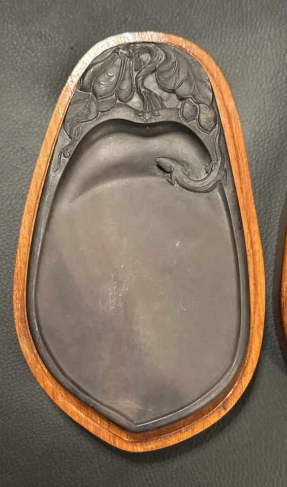 Caja de madera de pintura artística caligrafía tallada a mano piedra de tinta natural china Foto 2 de 4