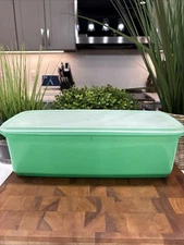 Vntage Tupperware Easy Crisp #782 Jadeite Green Celery Vegetable Keeper 3 Piece*