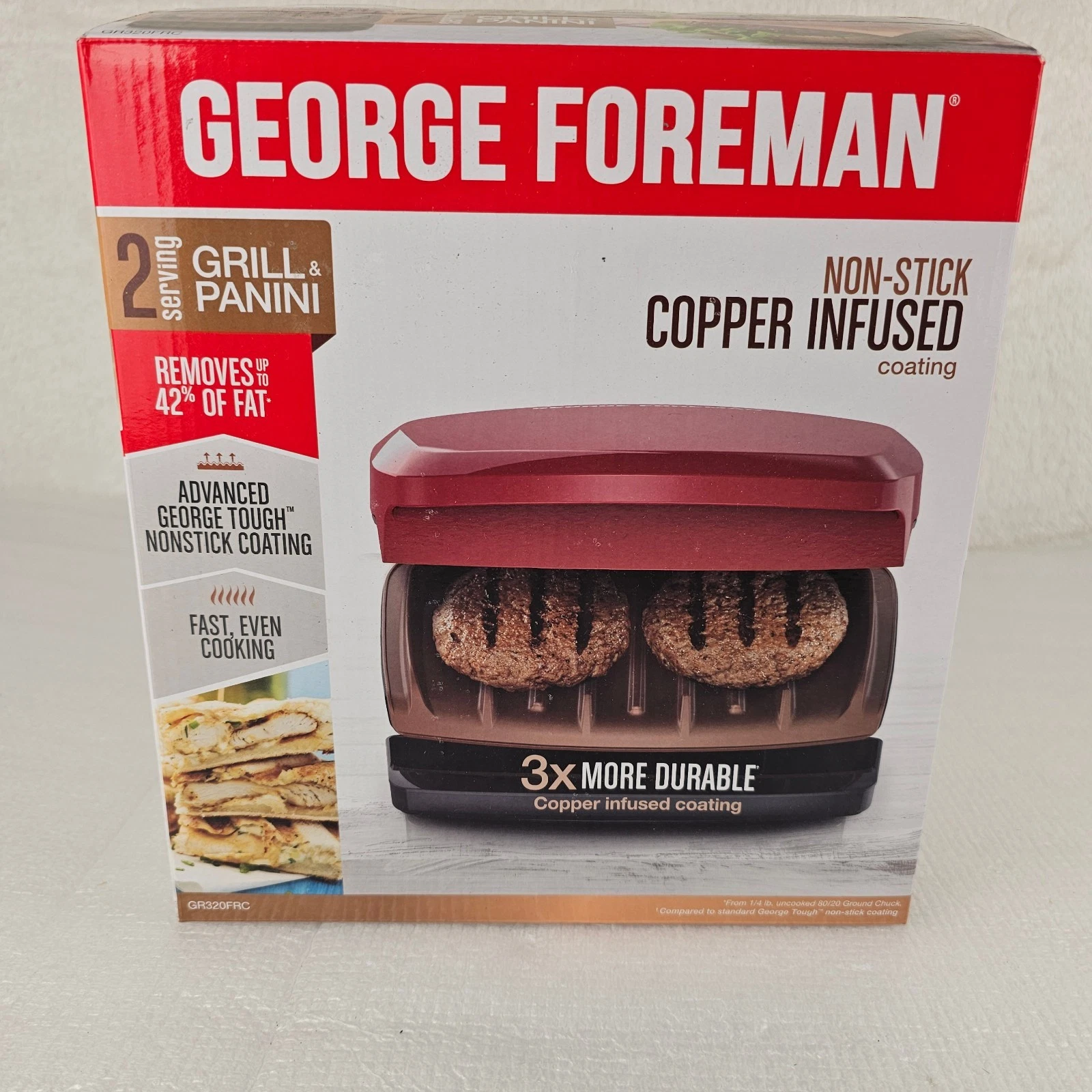 NEW George Foreman Grill 2-Serving Grill & Panini Copper Infused Coating
Opens in a new window or ta