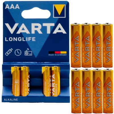 Varta Longlife Battery AAA Micro 4103 2 X 4 Pieces LR03 1.5V Made In Germany