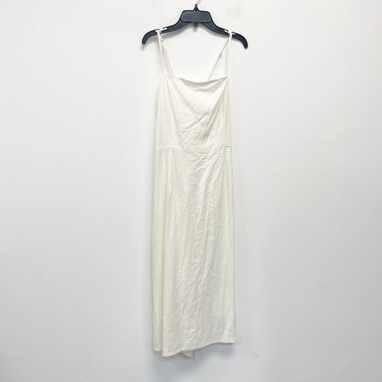OFF WHITE Abito donna Wild Fable lino pizzo cravatta schiena estivo midi slip bianco sporco taglia 12