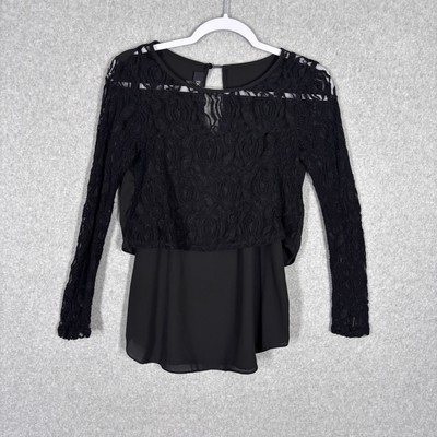 Y2K 90s BCX Top Small Lace Sheer Layered Whimsigoth Witch Coquette Career Goth