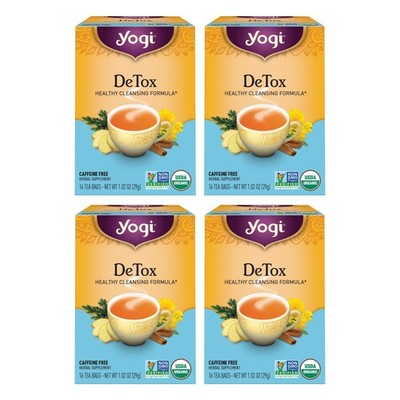Yogi Tea DeTox Tea - 16 Tea Bags per Pack (4 Packs) - Organic Detox Tea for D...