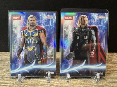 2025 Topps Chrome Marvel Studios Thor Phase One #10 & Phase Four #134 Refractor