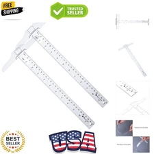 12 Inch/ 30 cm Junior T-Square Plastic Transparent T-Ruler for Drafting and G...