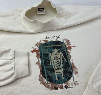 Vintage Durango T-Shirt Men Sz L Aztec Graphic Tee Long Sleeve Mock Suttons USA