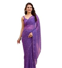 Women Soft Georgette Stylish Printed Ready To Wear Saree With Unstitched Blouse