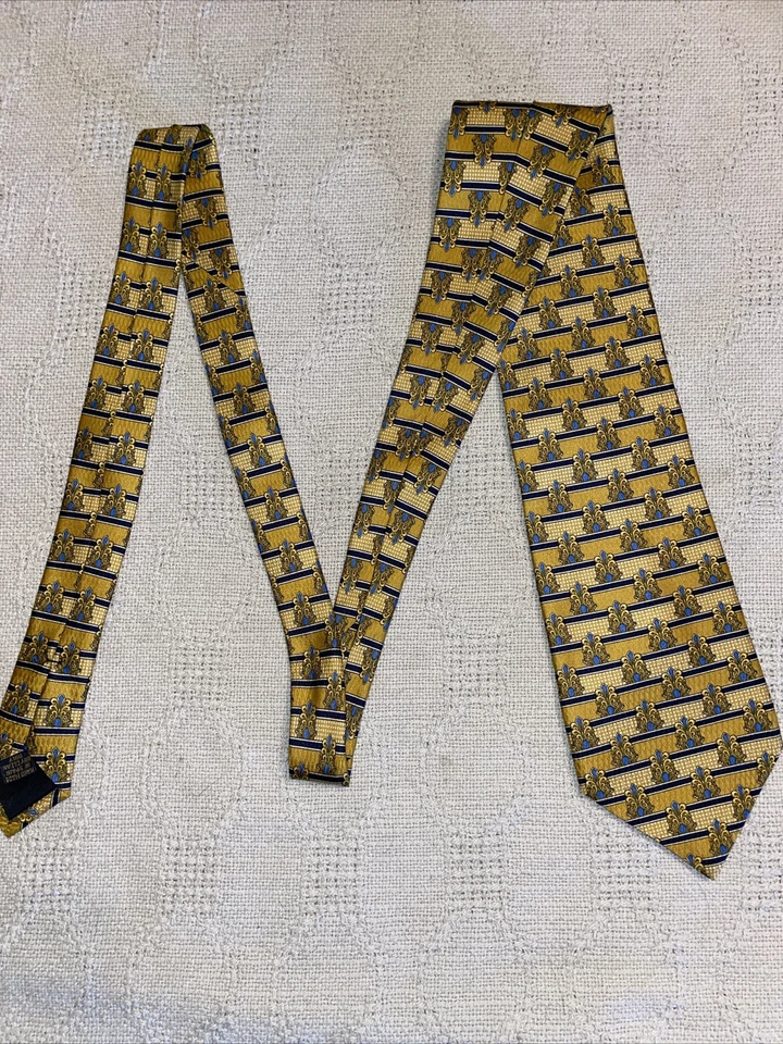 Corbata de vestir Richel Royal para hombre talla 57” 4” dorada geométrica negocios formal ciudad nueva sin etiquetas Foto 3 de 4