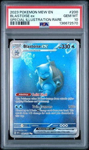 Blastoise ex 200/165 Mew En-151 200 Special Illustration Rare GEM MINT PSA 10