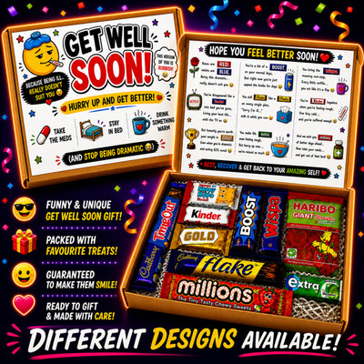 Get Well Soon Schokoladen-Gedichtbox, Geschenk, Mitbringsel