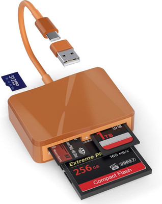 SD Card Reader, 4 in 1 USB C to SD/TF/CF/MS Card Reader with USB to USB C