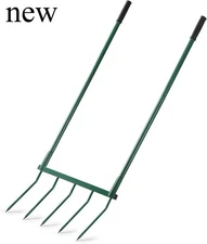 Broadfork Garden Tool with Steel Handle Heavy Duty Five Tines Broad Fork