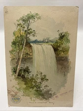 Antique Victorian 1890s Clarks ONT Spool Cotton Thread Trade Card Minnehaha Fall