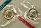 1972 P & D Uncirculated Roosevelt Dimes in Mint Cello, Free Shipping