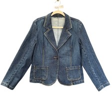 Jean Jacket Stretch blazer Women M Blue Denim Blazer Fall Casual Classic Western