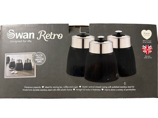 Swan New Retro Pink Set Of 3 Kitchen Storage Canisters With Airtight Lids