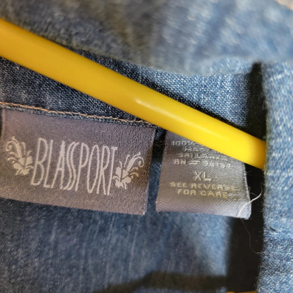 复古 Blassport 牛仔夹克女式 XL 蓝色牛仔布 — 第 3/4 张图片