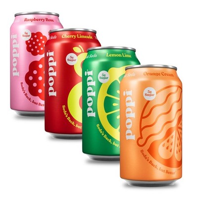 Poppi Sparkling Prebiotic Soda Beverage with Apple Cider Vinegar, Seltzer Wat...