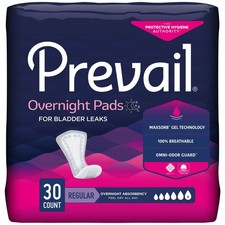 Prevail Incontinent Pad 16" L Overnight 120 Ct