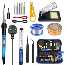 80W Soldering Iron Kit Electronics Welding Irons Solder Tools Adjustable Wire UK