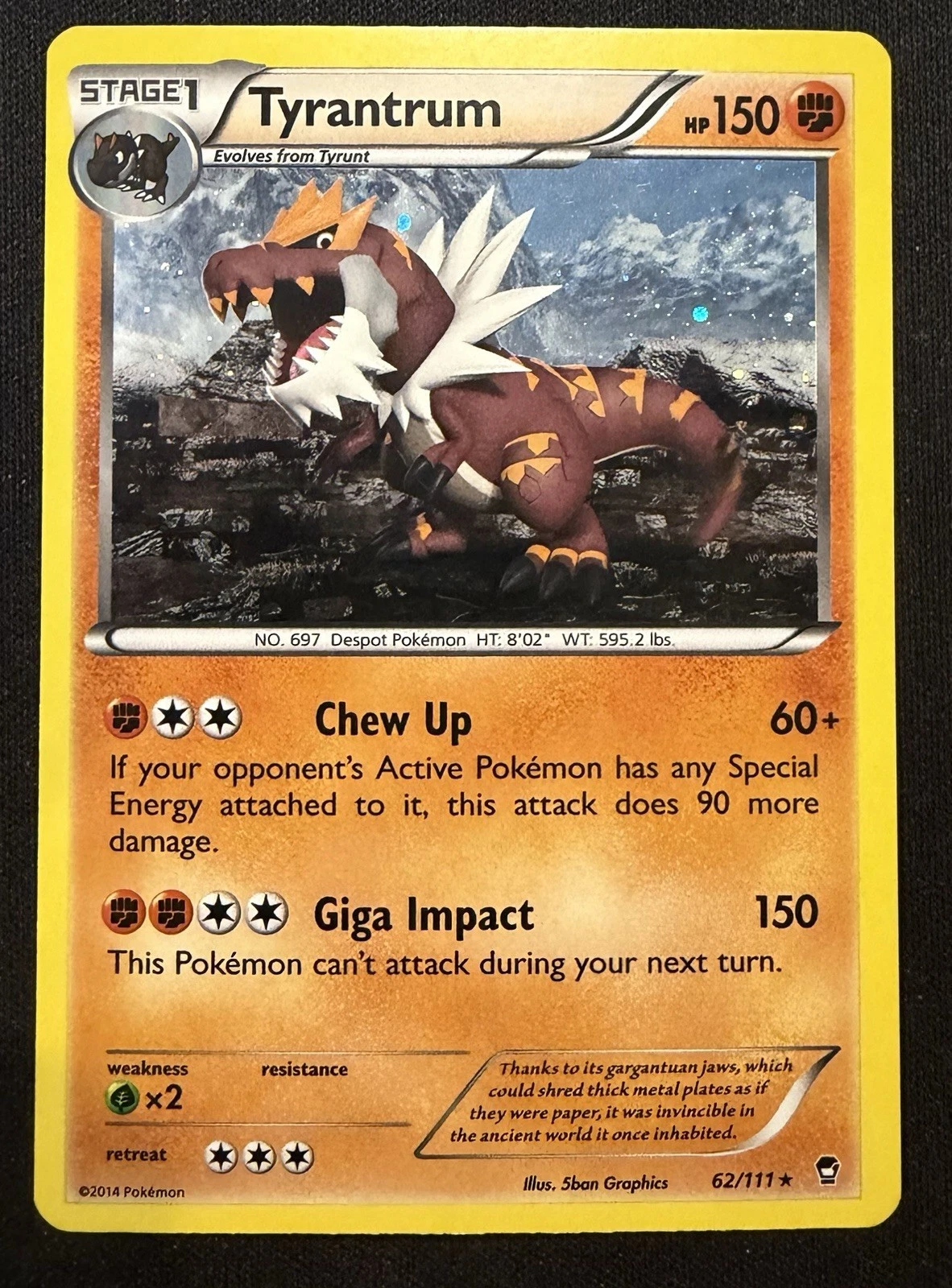 Pokémon TCG Tyrantrum 62/111 XY Furious Fists Stage 1 Rare Regular EN 2014