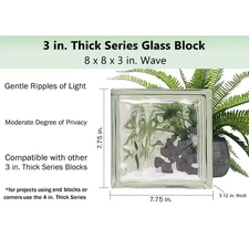 Nubio 7.75 In. X 7.75 In. X 3.12 In. Wave Pattern Glass Block (10-Pack)
