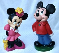 Vintage Disney Minnie Mickey Mouse Rubber Plastic Coin Piggy Bank CAPLUGS + ILCO