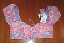 NWT Time Tru Pink Purple Floral Bikini Top Womens Size M 8-10 Padded 30113