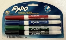 Expo Dry Erase Markers Ultra Fine Tip 4 Pack Assorted Colors For Whiteboard New