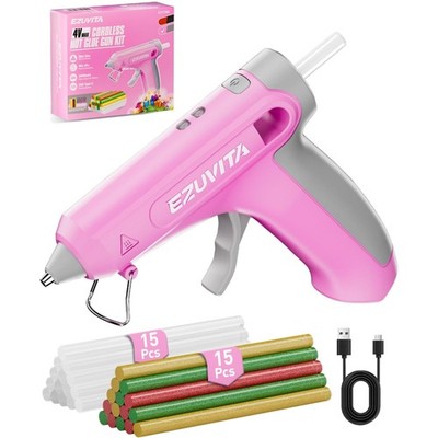 Akku Heißklebepistole Rosa kabellos 4V 2600mAh USB-C inkl. 30 Klebesticks