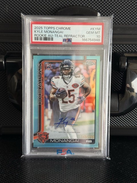 Kyle Monangai 2025 Topps Chrome Rookie Autographs Teal Refractor