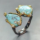 Vintage ring 12 ct Natural Turquoise Ring 925 Sterling Silver Size 9 /R451556