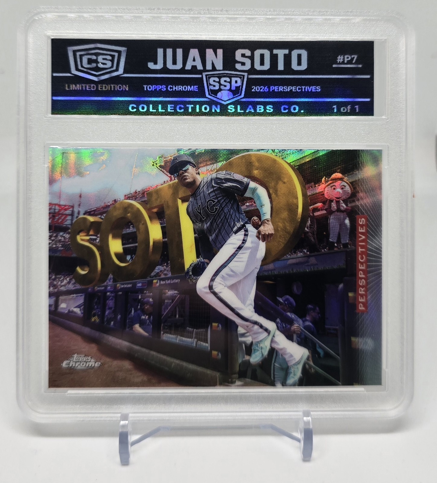 2026 Topps Chrome SSP Juan Soto Refractor Perspectives Collection Slabs Co 1/1 view 1
