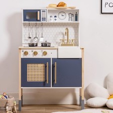 ROBOTIME Wooden Play Kitchen, Kids  Toddlers Kitchen Playset, Kids Play Kitchen