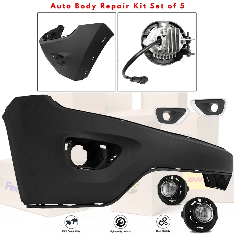 Front Bumper Cover & Fog Light Assembly Kit For 2014-2016 Jeep Grand Cherokee Foto 2 de 4