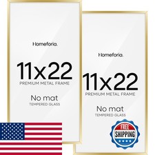 Homeforia 11x22 Gold Newspaper Picture Frame, High-End Metal, Glass